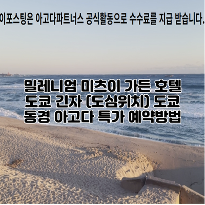 밀레니엄 미츠이 가든 호텔 도쿄 긴자 (도심위치) 도쿄 동경 아고다 특가 예약방법