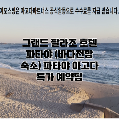 그랜드 팔라조 호텔 파타야 (바다전망 숙소) 파타야 아고다 특가 예약팁