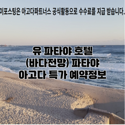 유 파타야 호텔 (바다전망) 파타야 아고다 특가 예약정보